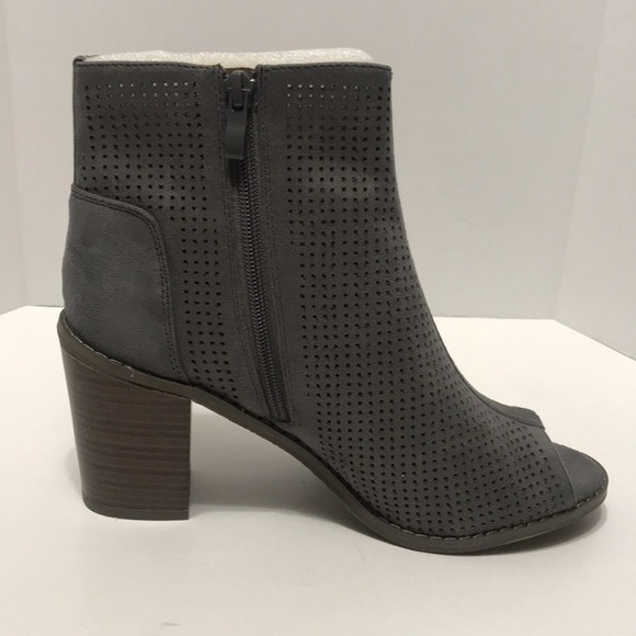 𝅺Grey Faux Suede Peep Toe Booties - Picture 9 of 9
